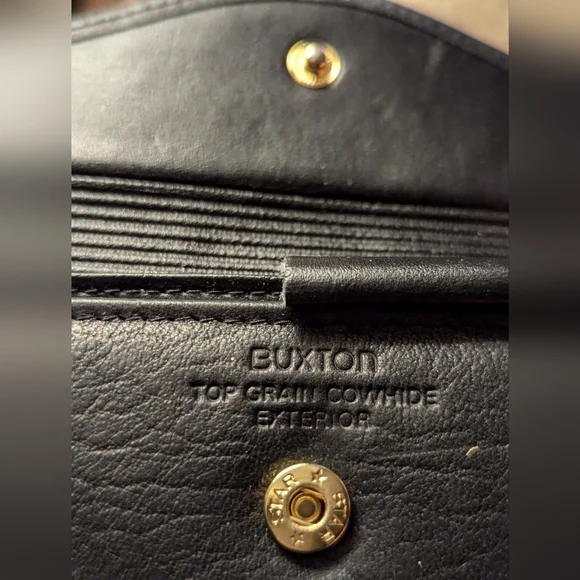 🖤 Buxton wallet black leather change checkbook cover credit card cash NWOT - Picture 4 of 14